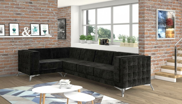 Canapé d'angle Chesterfield L-forme en tissu Design Canapé Rembourrage Siège Canapé d'angle en tissu nouveau