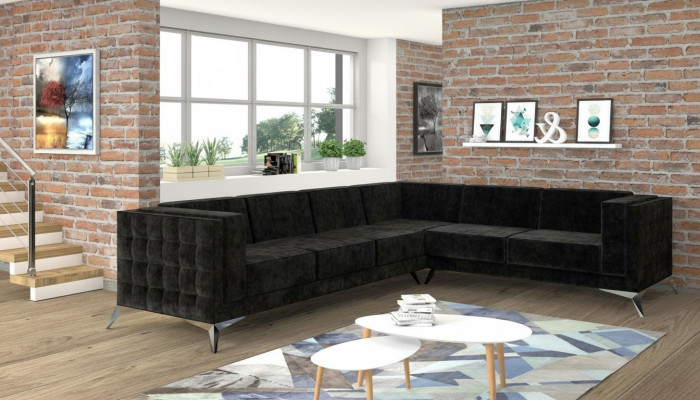 Canapé d'angle Chesterfield, ensemble rembourré de canapés, canapé paysage vivant de forme L, nouveau design