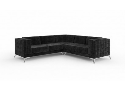 Coin design en velours noir Canapé d'angle Canapé capitonné Canapé en tissu paysager Vivant
