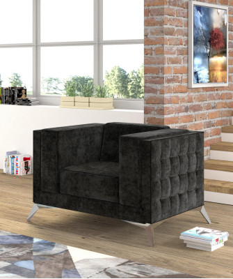 Fauteuil Chesterfield 1 place en tissu, neuf.