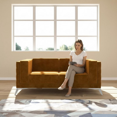 Canapé Chesterfield 2 places en tissu.
