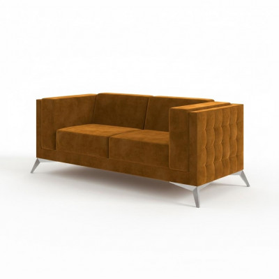 Canapé Chesterfield 2 places en tissu.
