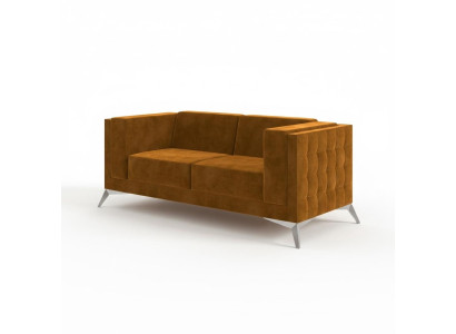 Canapé Chesterfield 2 places en tissu.