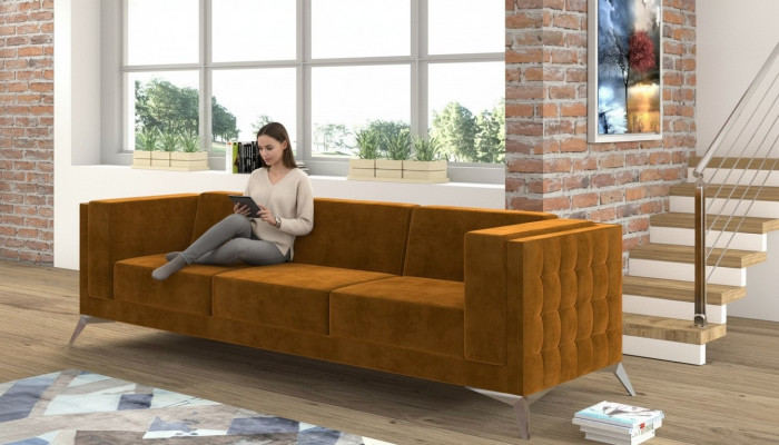 Grand canapé Revêtement Canapé Textile Chesterfield Canapés Tissu xxl Trois places 3 places