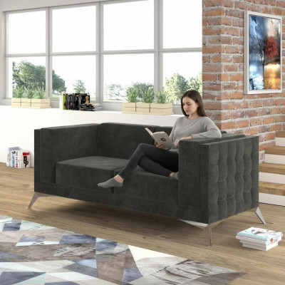 Canapé Chesterfield Sofa Upholstery Canapé 2 places Sièges Suite Canapés Gris nouveaux