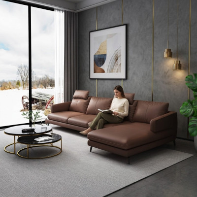 Canapé en cuir en forme de L Canapé Sofa Coin Salon Canapé d'angle Suite Canapés modernes nouveaux