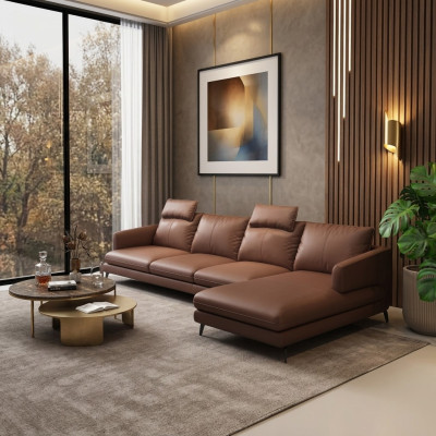 Canapé en cuir en forme de L Canapé Sofa Coin Salon Canapé d'angle Suite Canapés modernes nouveaux