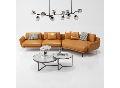 Canapé d'angle Canapé en L Cuir canapé Sofa Paysage vivant Suite Trapèze Canapés modernes