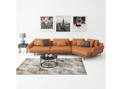 Canapé d'angle en forme de L en tissu Canapé de salon Suite Paysage Design Moderne Canapé trapézoïdal neuf