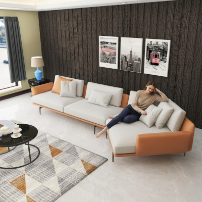 Canapé d'angle en forme de L en tissu Canapé Salon Suite Paysage Design Moderne Nouveau Canapé