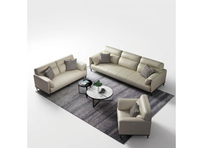 Sofa de salon luxueux Ensemble de canape 3+2+1 Suite en cuir Tissu de canapés en tissu