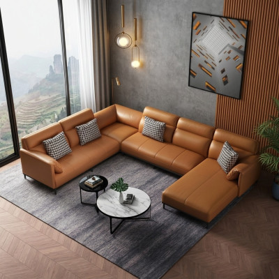 Paysages vivants Canapé d'angle Canapé Suite en cuir Upholstery Siège Canapé d'angle en forme de U xxl