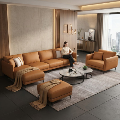 Paysage vivant Suite Design Canapés modernes Canapé d'angle moderne Canapé en cuir Canapé neuf