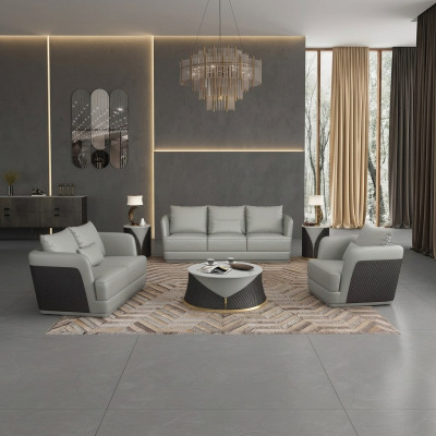 Canapé design trois places en cuir, canapé rembourré, canapé moderne relaxant trois places.
