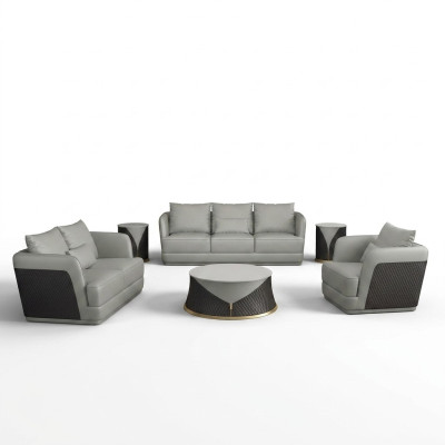 Canapé design trois places en cuir, canapé rembourré, canapé moderne relaxant trois places.