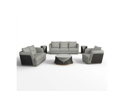 Canapé design trois places en cuir, canapé rembourré, canapé moderne relaxant trois places.