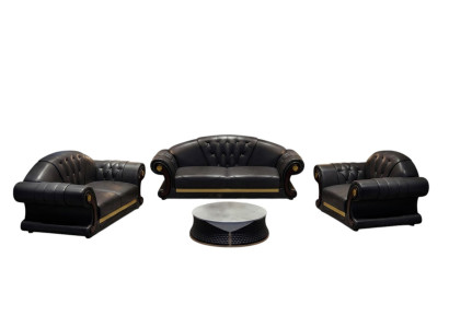 Canapé Chesterfield classique en cuir pour trois personnes