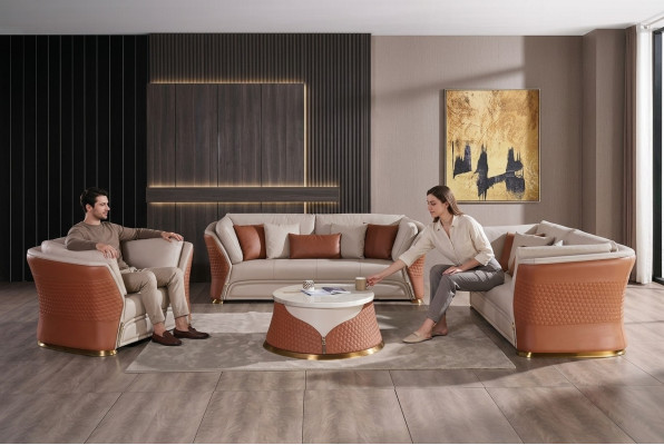 Paysage vivant Canapé Rembourrage Ensemble de canapés 3+2+1 place Table d'appoint Table basse