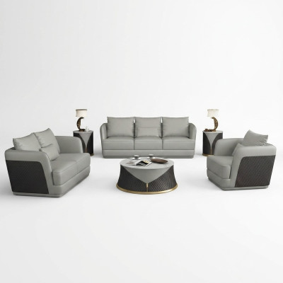 Suite 3 places, 2 places, 1 place Table basse 2 tables d'appoint Paysage vivant Canapé 6 pièces.
