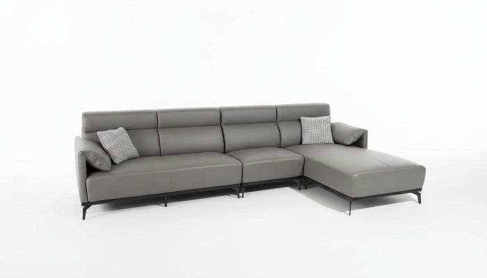 Canapé d'angle en forme de L Canapé Living Paysage Canapé Canapé rembourré Suite d'angle Canapé en cuir gris