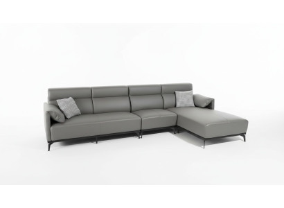 Canapé d'angle en forme de L Canapé Living Paysage Canapé Canapé rembourré Suite d'angle Canapé en cuir gris