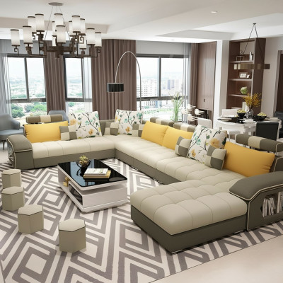 Ecksofa Ecksofa U-Form Wohnlandschaft Sofa Couch Suite Polster Stoffsofas Leder.