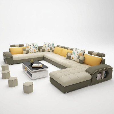 Ecksofa Ecksofa U-Form Wohnlandschaft Sofa Couch Suite Polster Stoffsofas Leder.