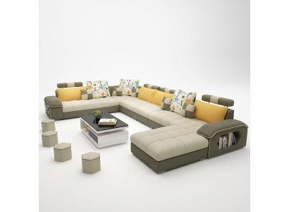 Ecksofa Ecksofa U-Form Wohnlandschaft Sofa Couch Suite Polster Stoffsofas Leder.