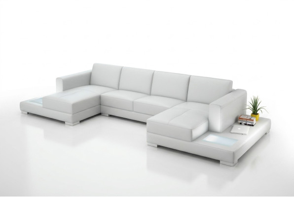 Coin Canapé U-forme Paysage de vie Canapé Canapé Rembourrage Suite Canapés en tissu En cuir