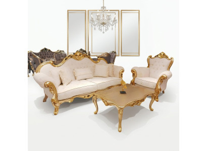 Ensemble de canapé 3+3+1+1 Fauteuil de relaxation classique Chesterfield de style baroque 4 pièces