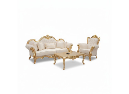 Ensemble de canapés 3+3+1 places Chesterfield Style Baroque Suite Set 3 pièces. canapé