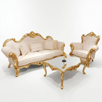 Canapé de luxe Chesterfield 3+1+1 seater Relax Fauteuil Canapé 3 pièces. Textile neuf