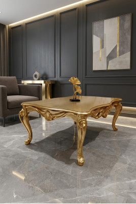 Table basse Tables Chesterfield Table Design Meubles de luxe en bois doré Salon neuf