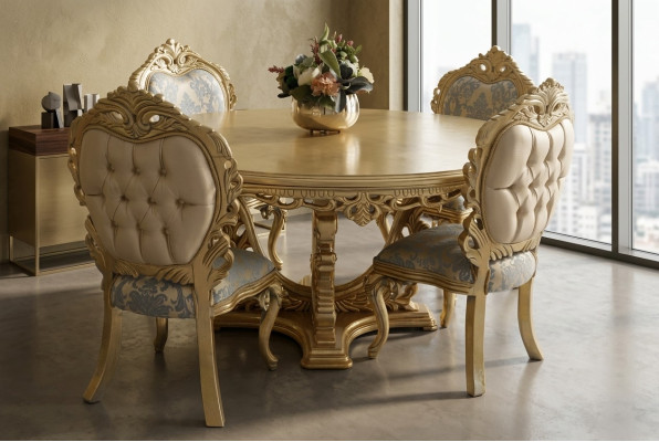 Ensemble de salle à manger 7 pièces. Table à manger + 6x chaises designer Ensemble de chaises en bois Mobilier neuf