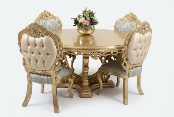Salle à manger Set 4 Chaises Ensemble Salle à manger Designer Chaise en bois Suite Table ronde nouveau