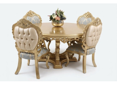 Salle à manger Set 4 Chaises Ensemble Salle à manger Designer Chaise en bois Suite Table ronde nouveau