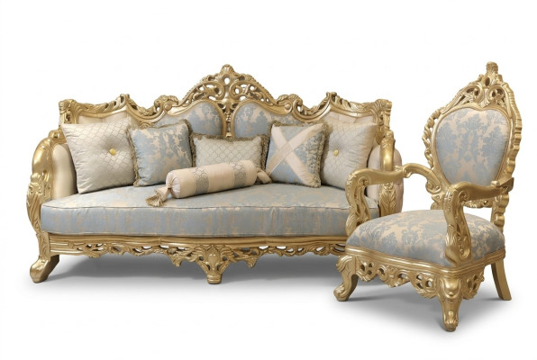 Canapé Chesterfield 3 places en tissu classique et bois nouveau