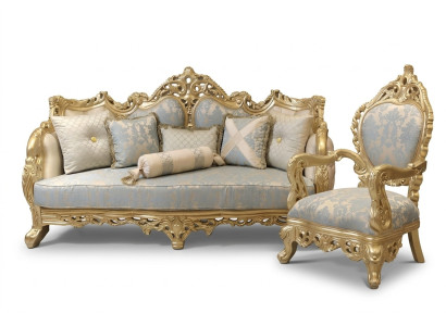 Canapé Chesterfield 3 places en tissu classique et bois nouveau