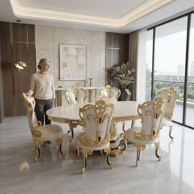 Suite Salle à manger Chaise Ensemble 6 chaises Groupe de meubles de luxe Fauteuil Ensemble de sièges