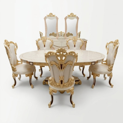 Salle à manger Ensemble 6x Chaises Ensemble à manger Bois Chaise rembourrée Chaise de luxe Textile neuf