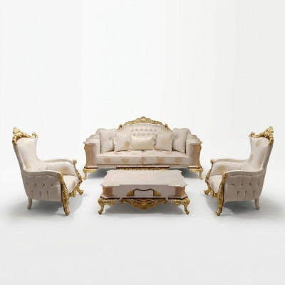 Ensemble de canapés 3 places 3311 Ensemble de salon Canapé Chesterfield Fauteuil en textile neuf