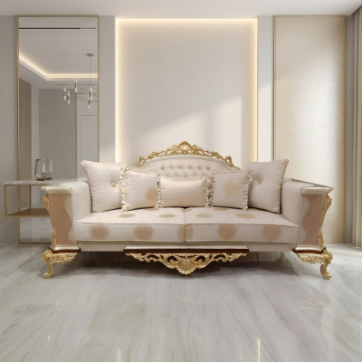 Ensemble de canapés de luxe 3+3 places Canapé designer Chesterfield en textile 2x 3 places nouveau