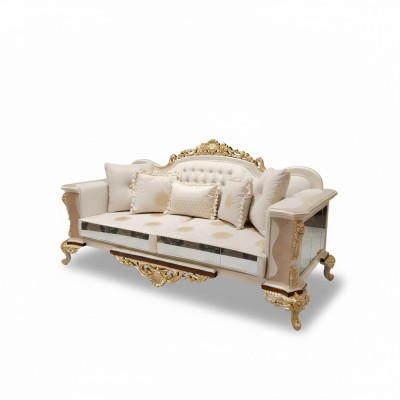 Ensemble de canapés de luxe 3+3 places Canapé designer Chesterfield en textile 2x 3 places nouveau