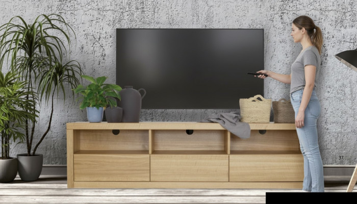 Meuble TV design, buffet TV, commode, étagère basse, planche de luxe pour salon, armoire.
