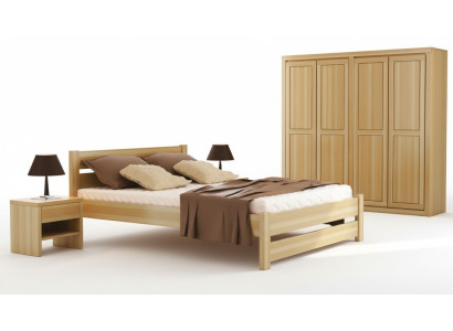 Chambre 3 pièces. Ensemble Lit Tables de chevet 2x Lits Véritable bois Bois massif