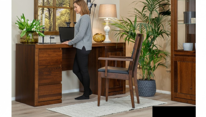 Ensemble de bureau Mobilier de bureau Table + Fauteuil Mobilier en bois massif chêne massif
