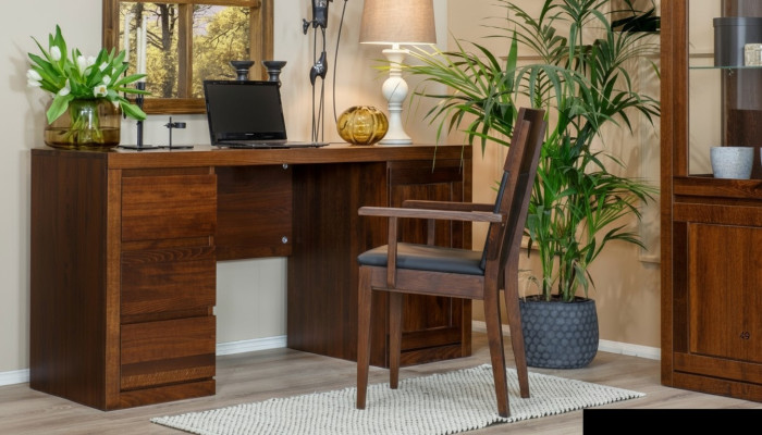 Ensemble de bureau Mobilier de bureau Table + Fauteuil Mobilier en bois massif chêne massif