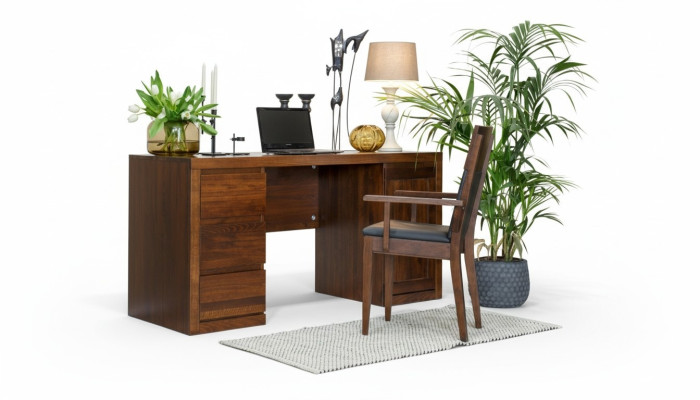 Ensemble de bureau Mobilier de bureau Table + Fauteuil Mobilier en bois massif chêne massif