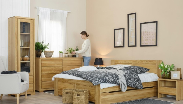 Chambre Lit en bois Vrai lit Lits Hôtel 180x200 cm Style Meubles massifs