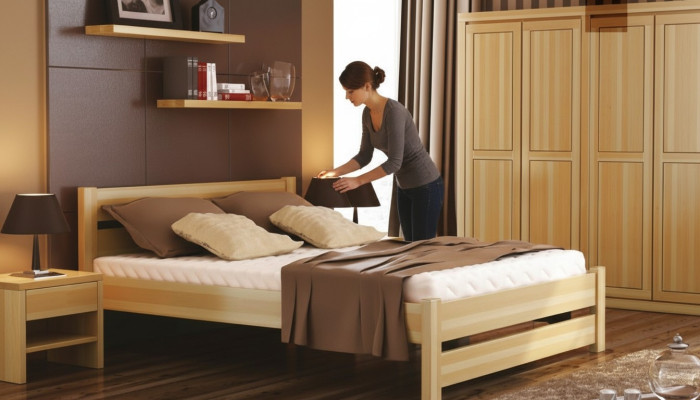 Ensemble de chambre à coucher complet 5 pièces. Lit Véritable Tables de chevet en bois massif Mobilier neuf